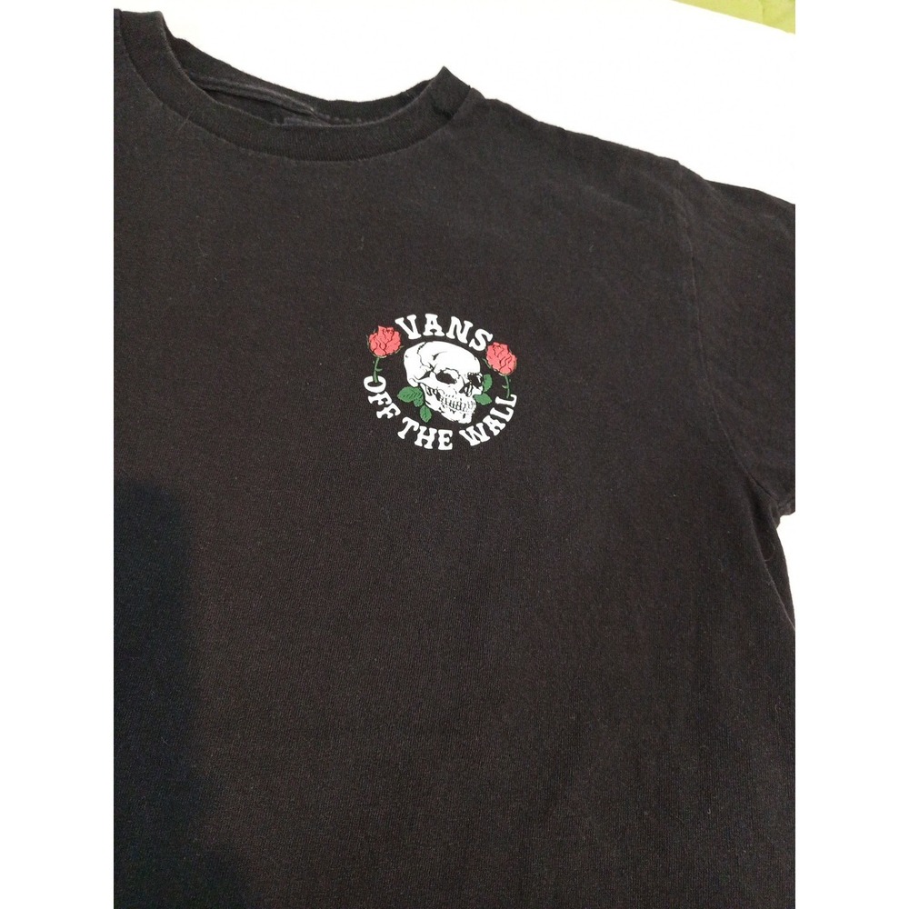 Vans Off the Wall Skull & Roses Graphic short Sleeve Shirt Size Medium - Picture 3 of 6